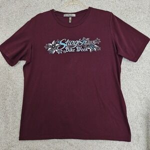 2018 Sturgis Bike Week Double Sided‎ w/Wings on the back Womens 2X Tee Maroon